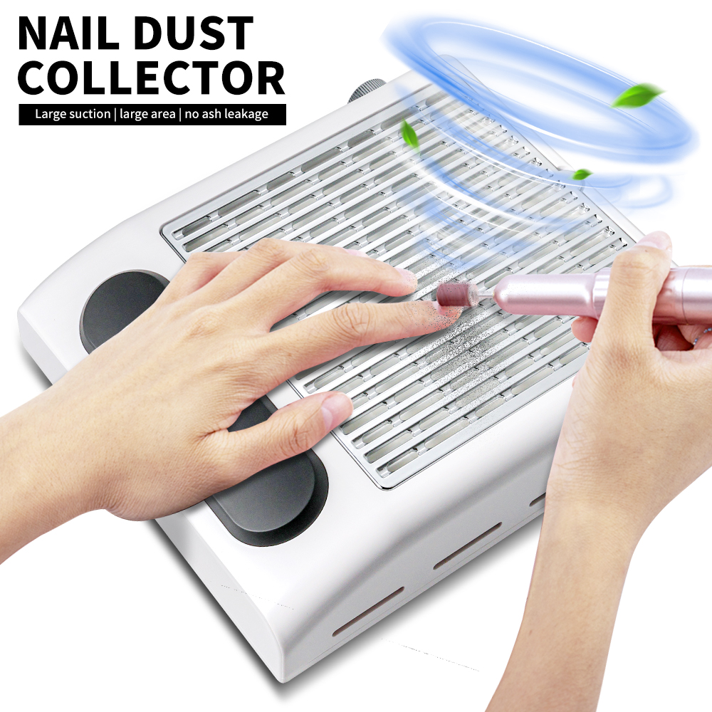 Power Suction with Brushless Turbine, Adjustable Speed Control, All-Round Porous Heat Dissipation, for Manicure Salon and Home Nail Art (White)