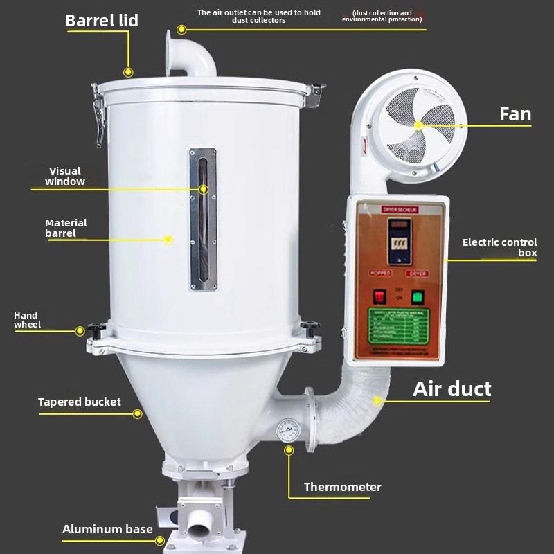 Industrial Plastic Pellet Dryer - Efficient Hopper Dryer for Injection Molding
