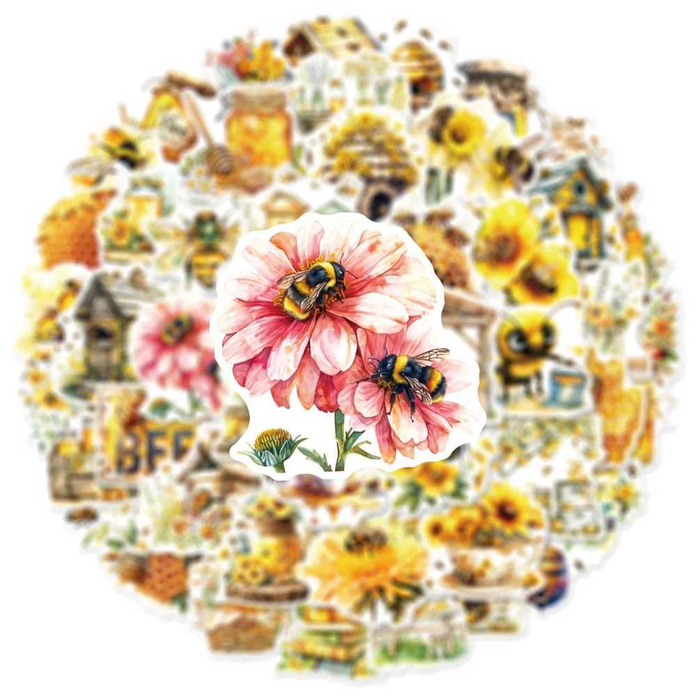 50100PCS Bee Flower Graffiti Sticker Stationery Decals Phone Laptop Water Cup Luggage Bicycle Helmet Decor Waterproof Sticker C250918