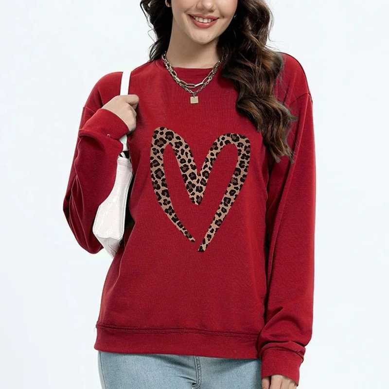 green Pullover Womens Clothing Y2k Hoodies Sweatshirts Hoodies Loose Personalized Love Long Sleeve Girl Leopard Clothes TopsZ250918