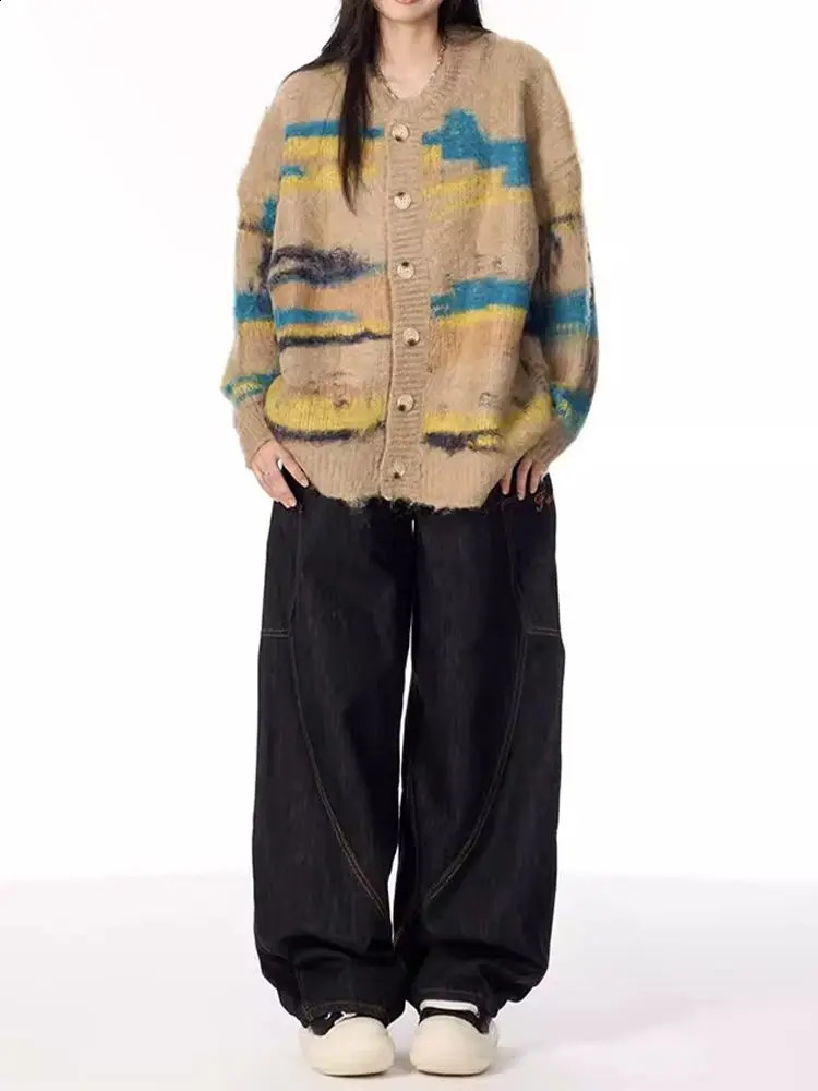 HOUZHOU Vintage Grunge Y2k Jeans Women High Street Black Baggy Trousers Wide Punk Casual Straight Oversized Denim Pants Z260313