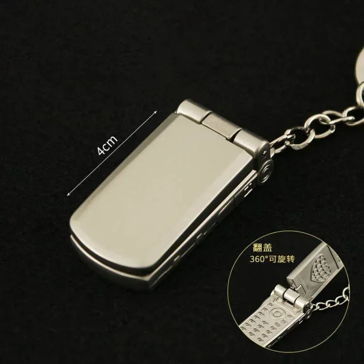 Y2K Mini Cell Phone Figure Toys Keychain Punk Style 4cm Anime Periphery Metal Renovate Phone Model Keychains Gifts Toys for Boys 250917