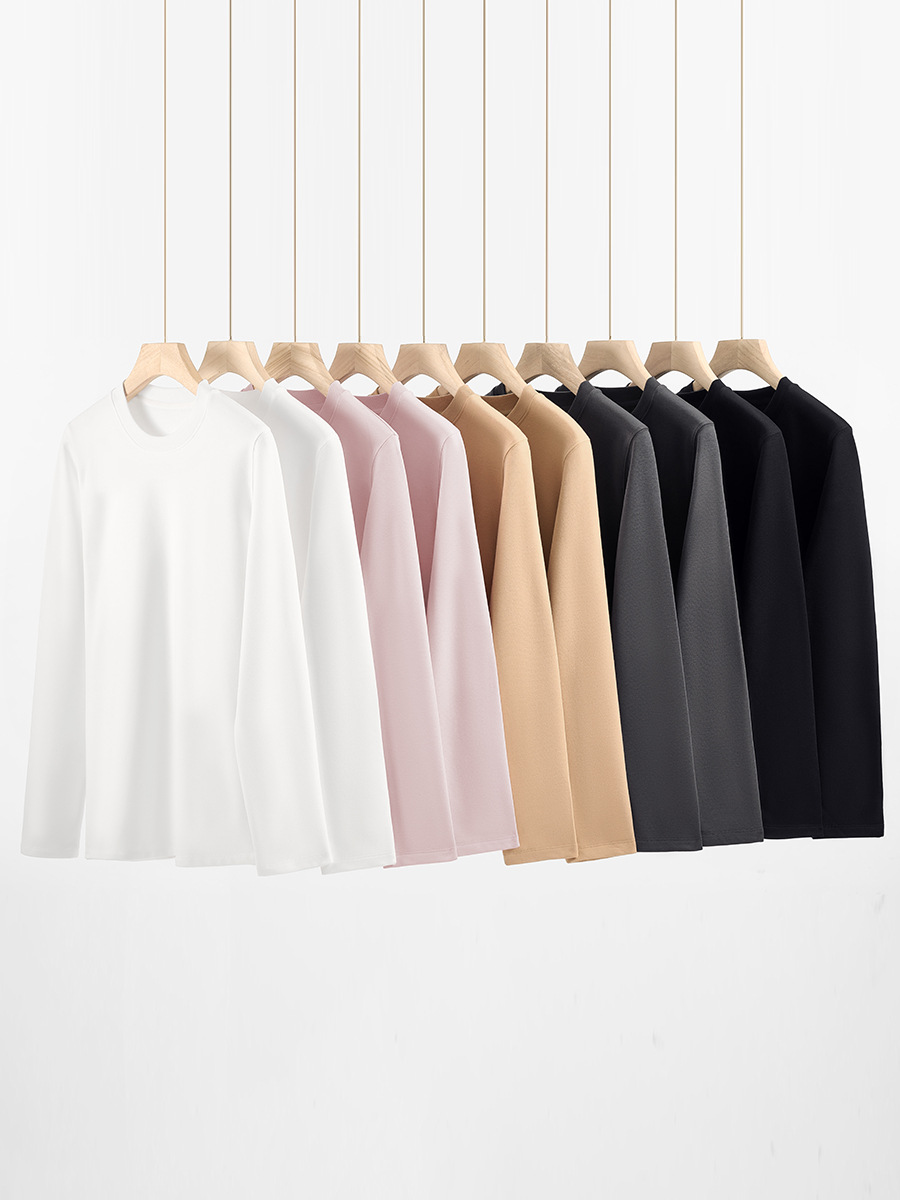 Winter New Arrival 280g Heavyweight Long-Sleeve T-Shirt: Unisex Casual Style, Versatile Wear, Fleece-Lined Sweatshirt for Layering-1108T