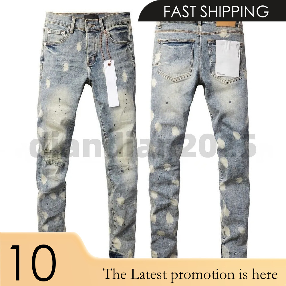 2025 Mens Trousers Purples jeans for mens Denim Designer Jeans Men Black Pants High-end Quality Straight Retro Ripped Biker Jean Slim Fit Motorcycle Clothing 5A