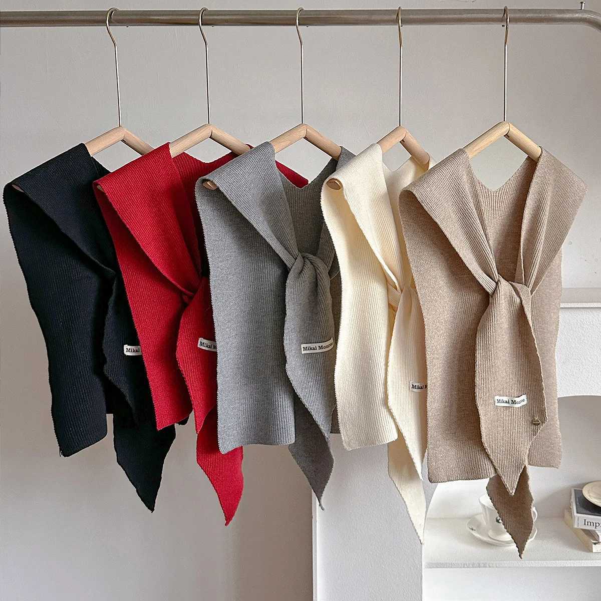 2025 Korean Knitted Shl Summer Air Conditioning Fake Collar Neck Guard Knit Thin Knotted Ce Shoder Scarf For Wen Y250918