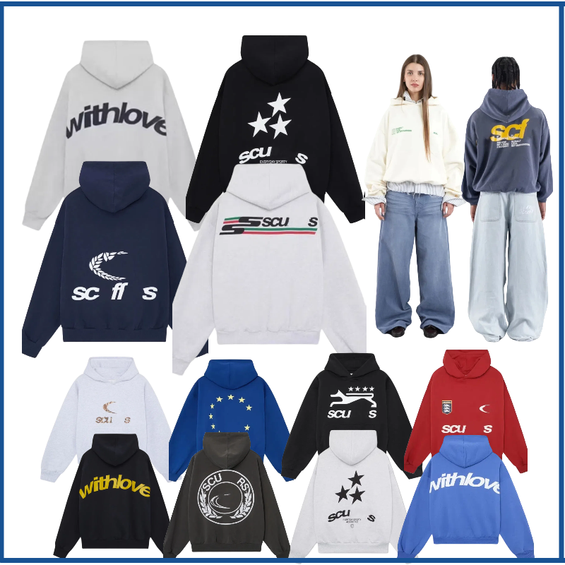 Men's Designer Hoodies High Street With Love Prints Loose Couple Pullover Trendy Casual American Retro Streetwear