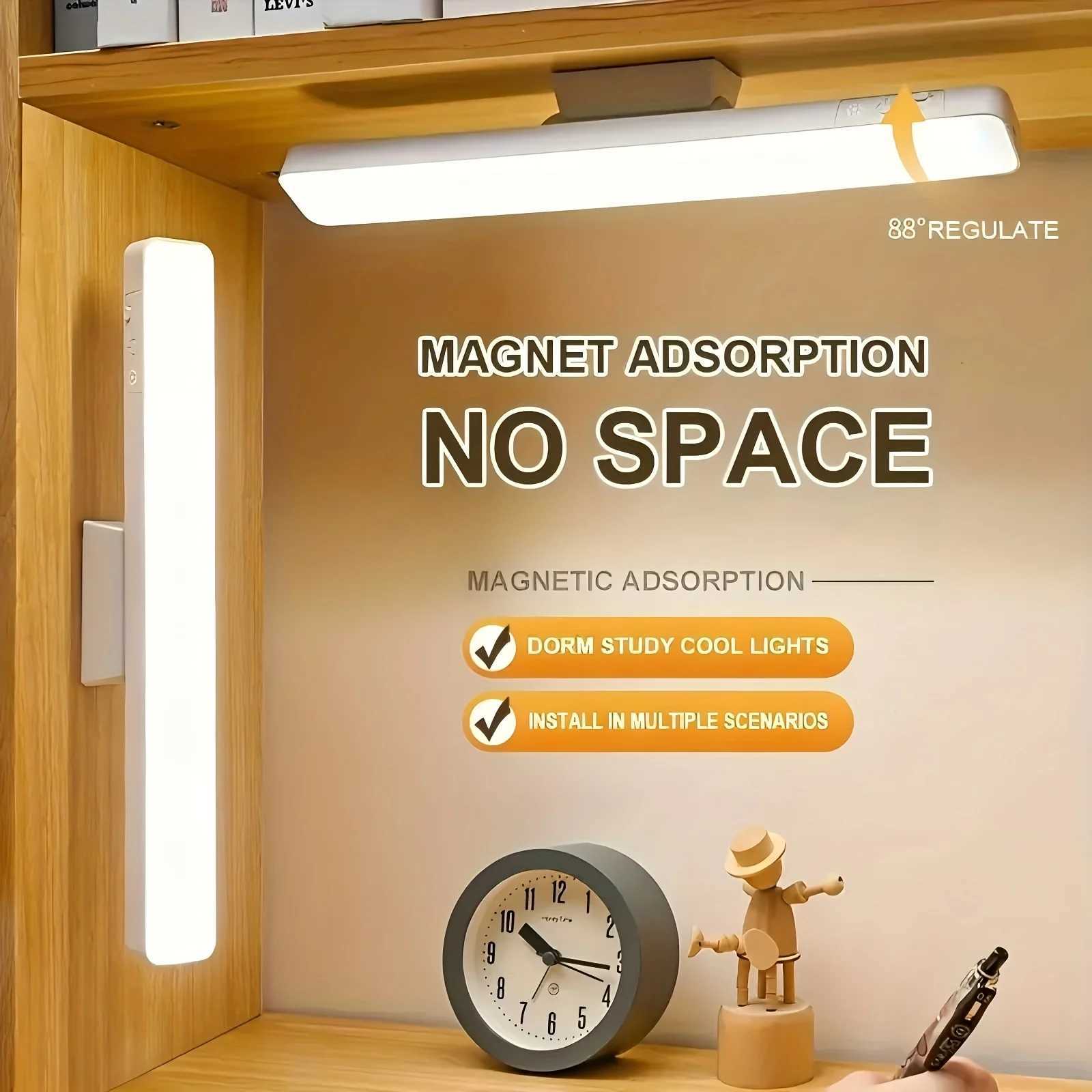 LED Desk Lamp Magnetic Hanging Night Light USB Rechargeable Table Lamp 3 Colors Reading Light For Cabinet Closet Wardrobe C250918