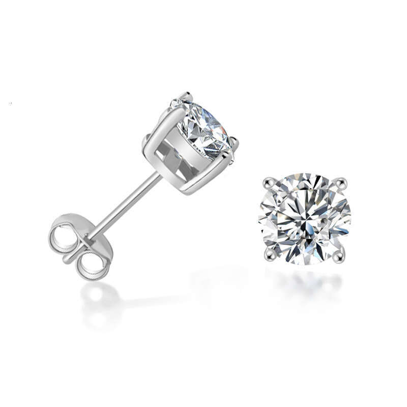 Moissanite Classic Four-Prong Earrings S Jewelry TikTok 1ct Pure Sier High-End Mini Women