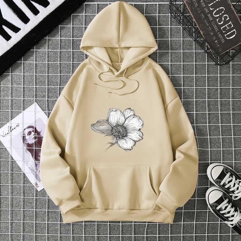 2025 Simple Beautiful Sunflower Printed Women Hoodies Harajuku Fleece Hoody Fashion Loose Sportswear Pocket Autumn Woman ClothesZ250918