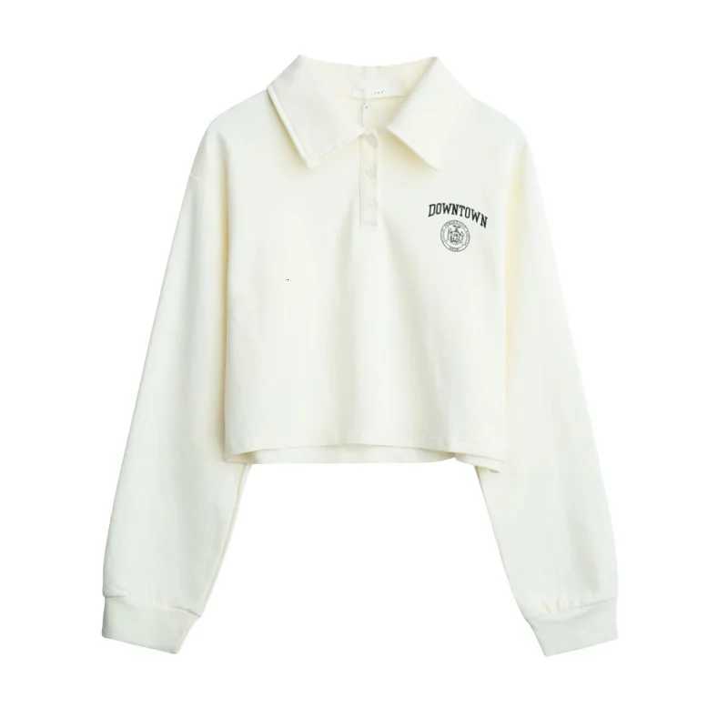 Sweatshirt Print Women Preppy Style Short Length Hoodie Long Sleeve Pullovers Button American Casual Spring Loose SudaderasZ250918