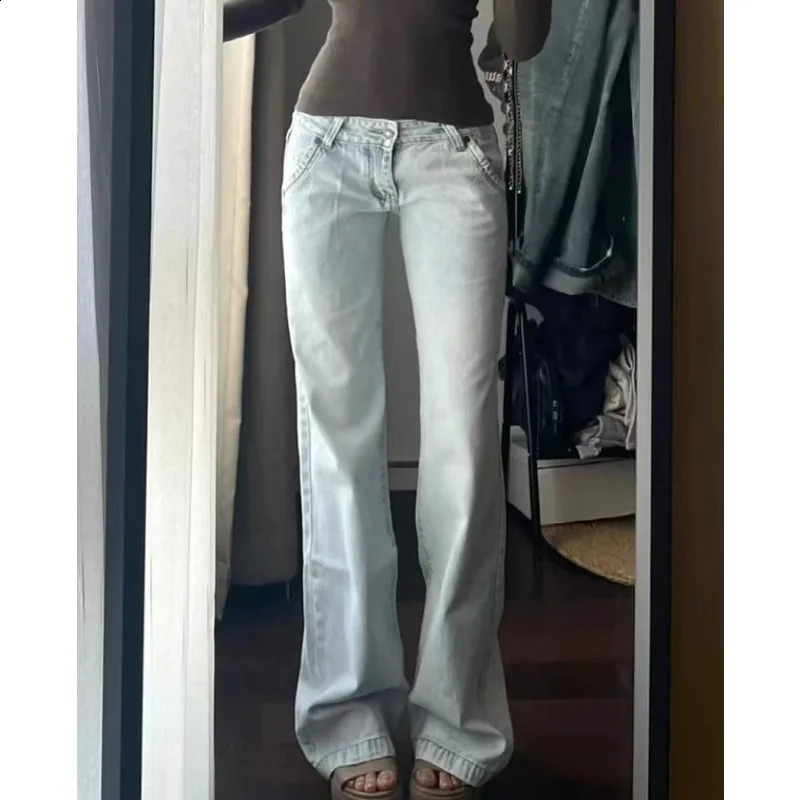 Womens High Waisted Light Colored Jeans Street Style Cool Girl Wide Leg Baggy Pants Female Casual Thin Denim Trousers Z260313