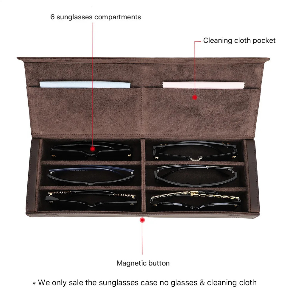 Retro Genuine Leather 23468 Grids Eyeglasses Storage Box Sunglasses Glasses Display Case Family Travel Organizer 250918
