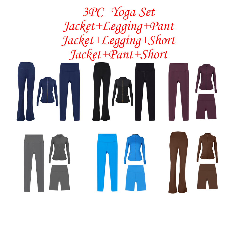 3PC Workout Set Run Jacket Sports Bra Run Short Flare Leggings Gym Active Wear Woman with Exercise Fitness Wea Women Leggings
