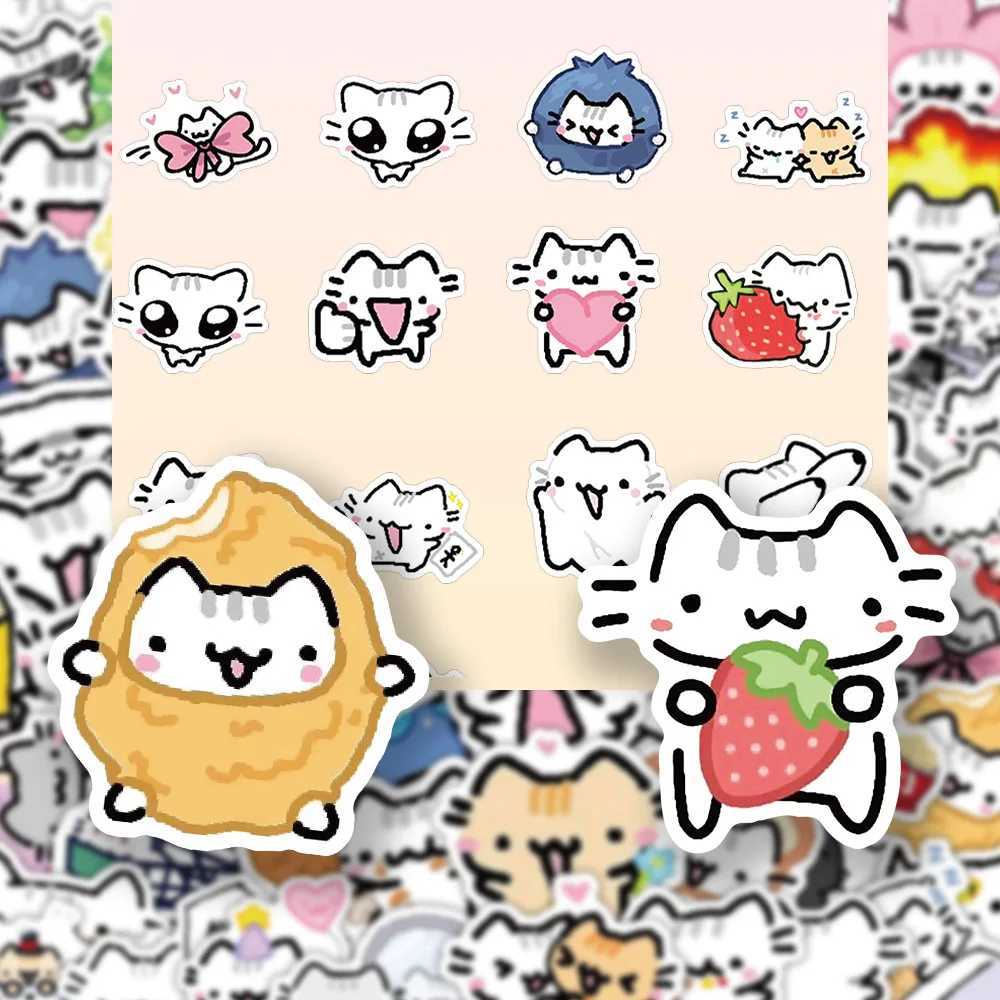 103072PCS Cute Lines kitten Graffiti Sticker Kawaii Cartoon Animal Decal For Phone Cup Laptop Fridge Waterproof Sticker Toys C250918