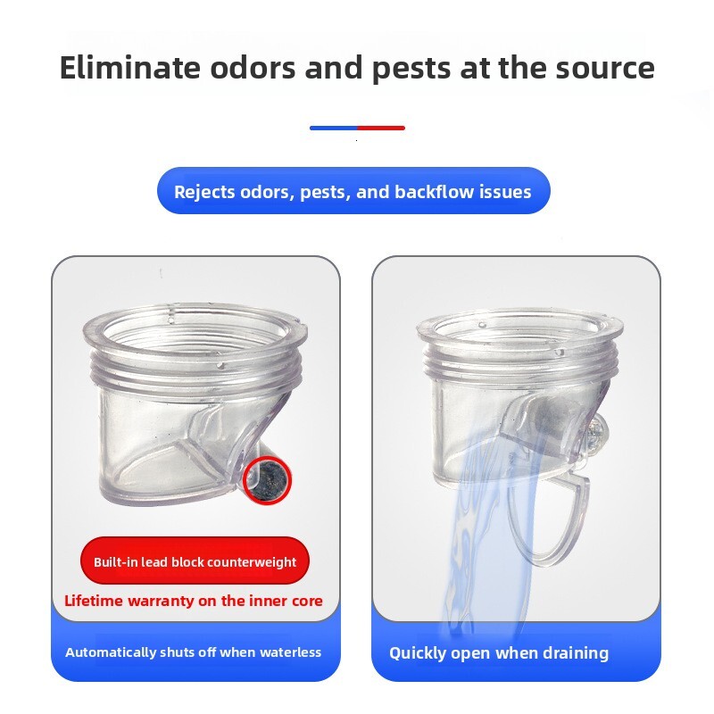 Kitchen Sink Single Double Bowl Basin Odor Prevention Anti-Overflow Anti-Backflow Anti-Insect Drain Pipe