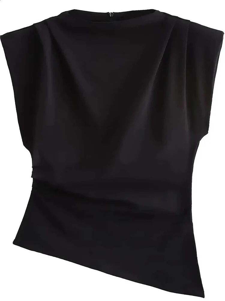 Fashion Shoulderless Top European American Style Simple Pleated Decorative 250918