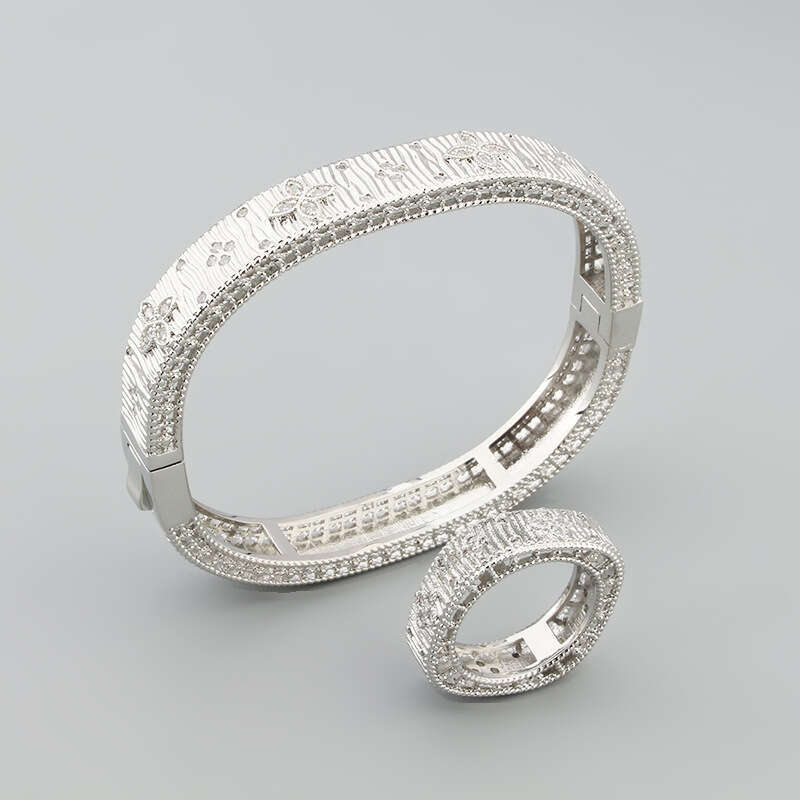 Artistic Palace Brushed Bracelet and Ring Set Small Personalized Women's Jewelry ddmypluto