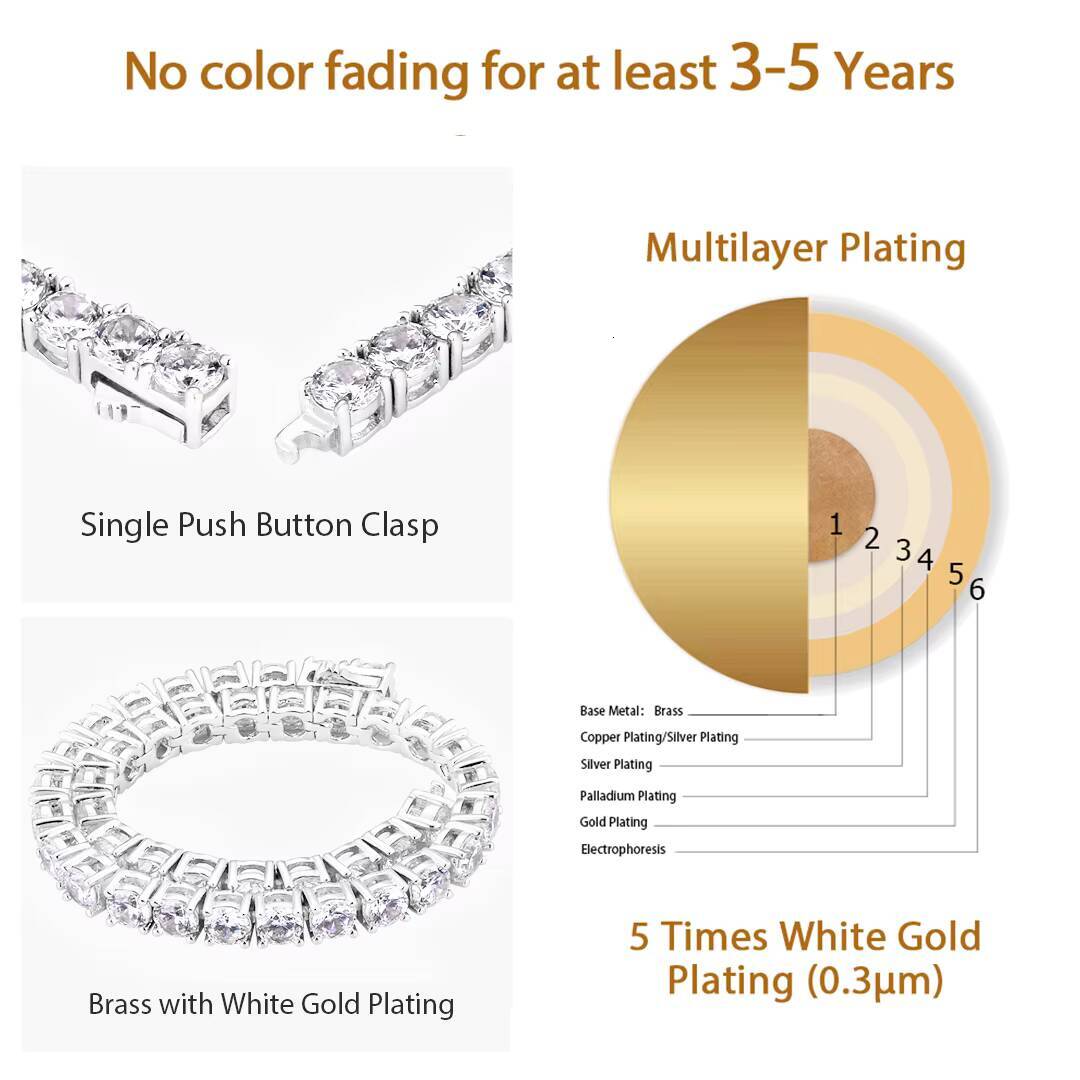 KRKC Drop Shipping Stock 1pc No MOQ Fashion Jewelry Iced Out Moissanite Diamond Tennis Choker 5A Moissanite Tennis Chain Necklace