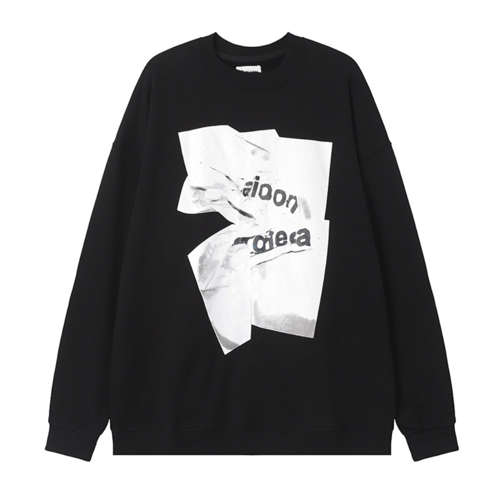 M Mens Hoodies & Sweatshirts Casual Loose Round Neck Long Sleeved Shirt Irregular Letter Printed Hoodie