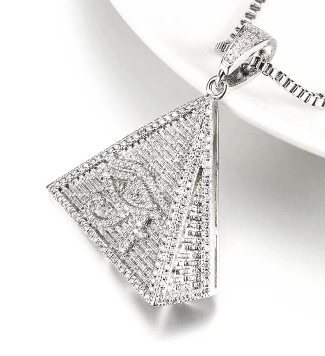 Hip Hop Sterling Silver Egyptian Pyramid Eye Of Horus Pendant Necklace Iced Out Micro Paved D Color Charm Jewelry 250327