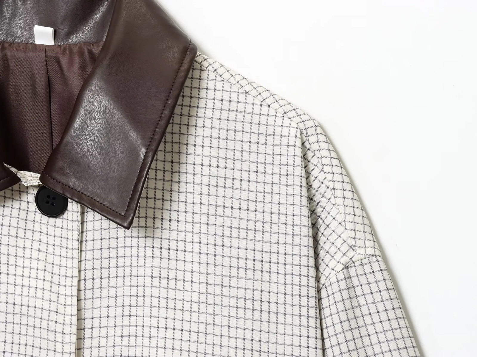 Womens trench coat jacket with long sleeve simple neat and fashionable and taller 2025 womens leather collar short 250918