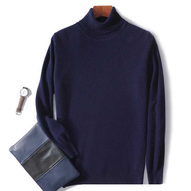 New Mens 100 Pure Wool High Collar Knitted Wool Sweater Winter Hoodie Large Size High end Loose Leisure Versatile Base SweaterZ250918