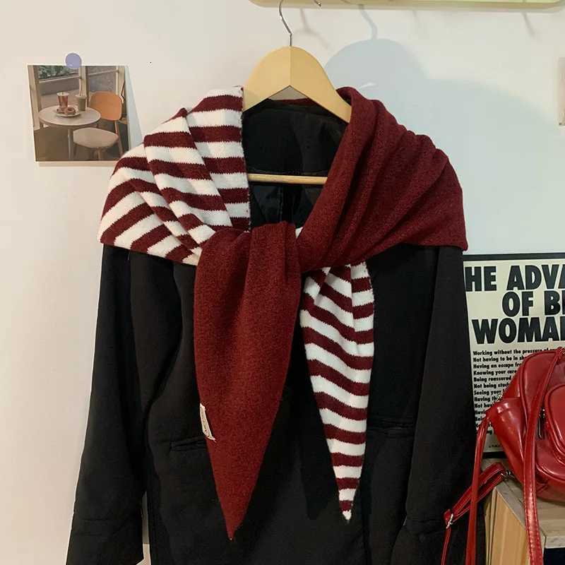2025 Autumn and Winter New Imitation Cashmere Striped Triangle Knitted Scarf Towel To Keep Warm and Add Knitted Neck Shl Y250918