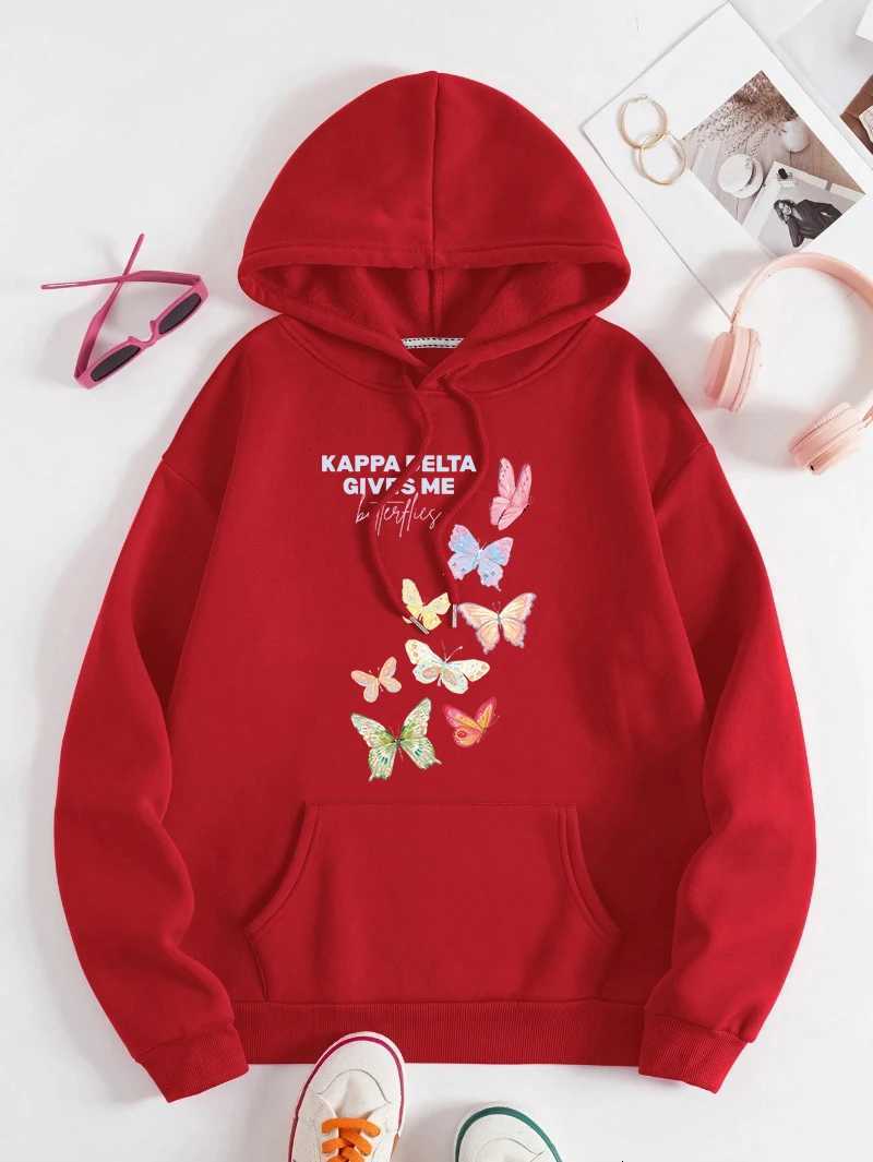Give Me Colorful Butterflies Printing Hoody Women Casual AllMatch Hoodie Fashion Fleece Clothing Autumn Comfortable PulloverZ250918