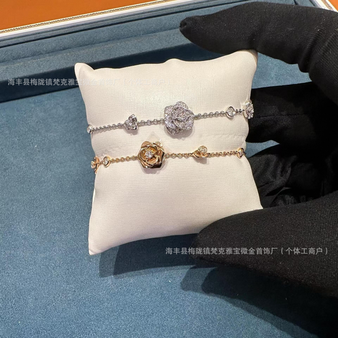 bracelets designer bracelet high version rose flower full dia bracelet female threedimensional camellia hand jewelry v gold small fragrance style cnc 