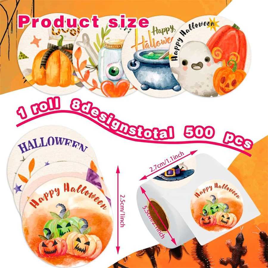 500pcsroll Halloween Food Packaging Label Stickers Cartoon Diy Cute Stickers Baking Packaging Selfadhesive Decorative Stickers C250918