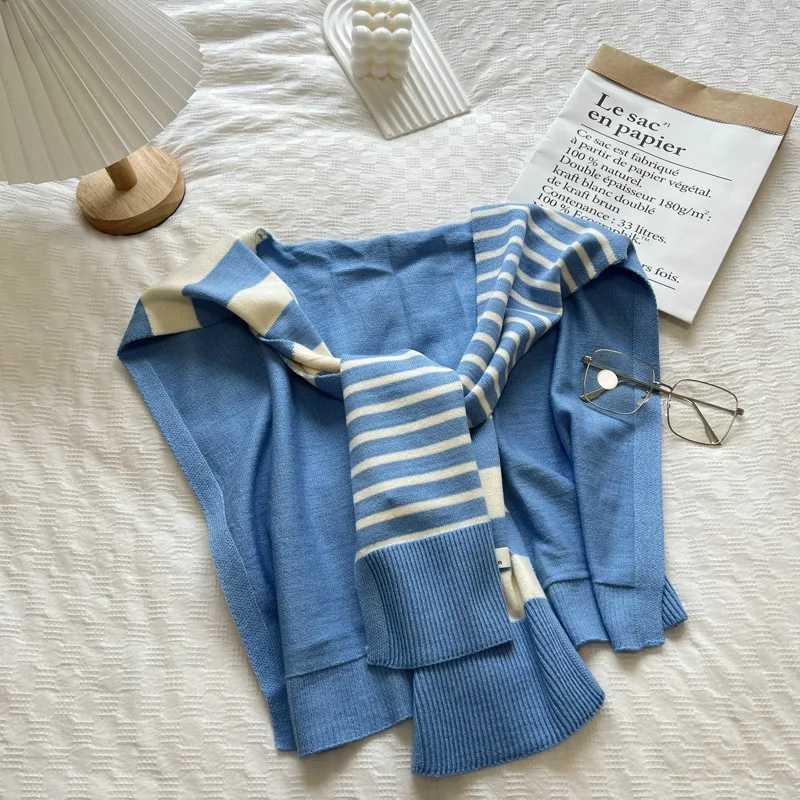 Mah Black and White Knitted Striped AllMahing Fashion Decoration Website plusSi Neck Protection Shoder Shl Y250918