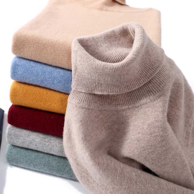 Mens Turtleneck 100 Pure Wool Sweater Men 2024 Autumn and Winter Large Size Loose Knitted Sweater Keep Warm Tops Men JumperZ250918