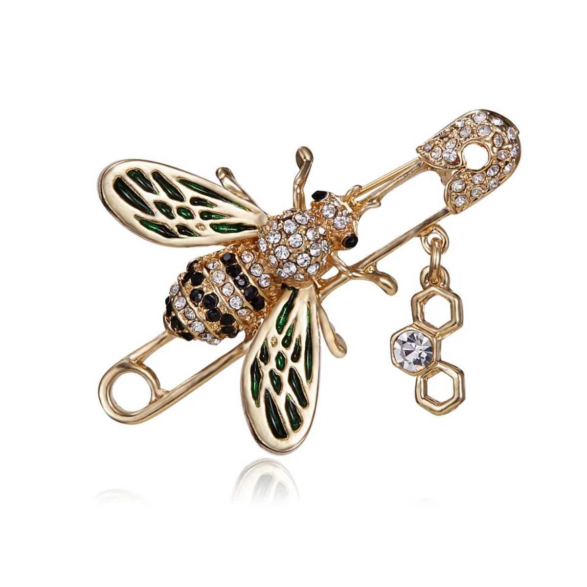 Vintage Fashion Rhinestone Lovely Bee Brooches For Women Men Cartoon Cute Honeycomb Tassel Insect Animal Big Pins Party Jewelry D250918