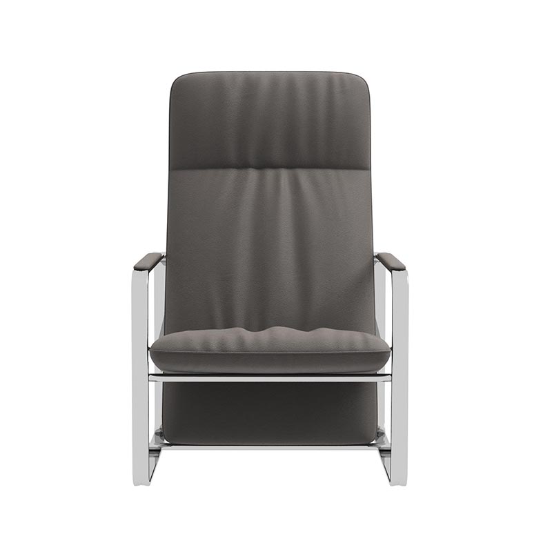 Living Room Furniture Modern Grey Leather - Upholstered Kite - Inspired Lounge Chair with Stainless Steel Frame
