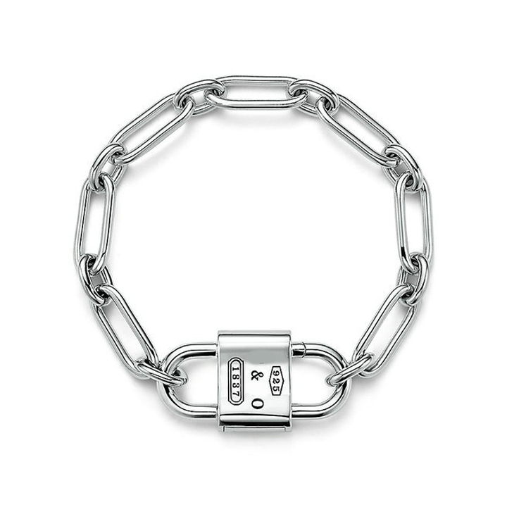 Designer Jewelry Bracelets 1837 Large Double Lock Bracelet Silver Heart Tag Charm classic womens Chain fashion versatile perfect for gift giving quality GJ6691