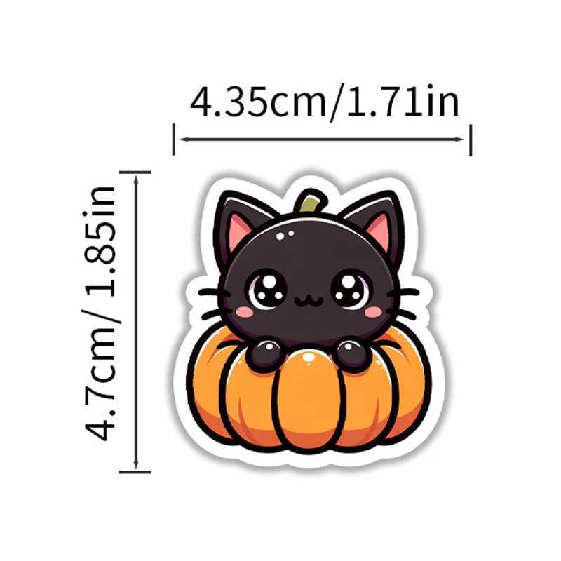 50PCS Halloween Stickers Cute Cartoon Cat Pumpkin Halloween Themed Stickers Fun Holiday Decals Pack Vinyl Waterproof Scrapbook C250918