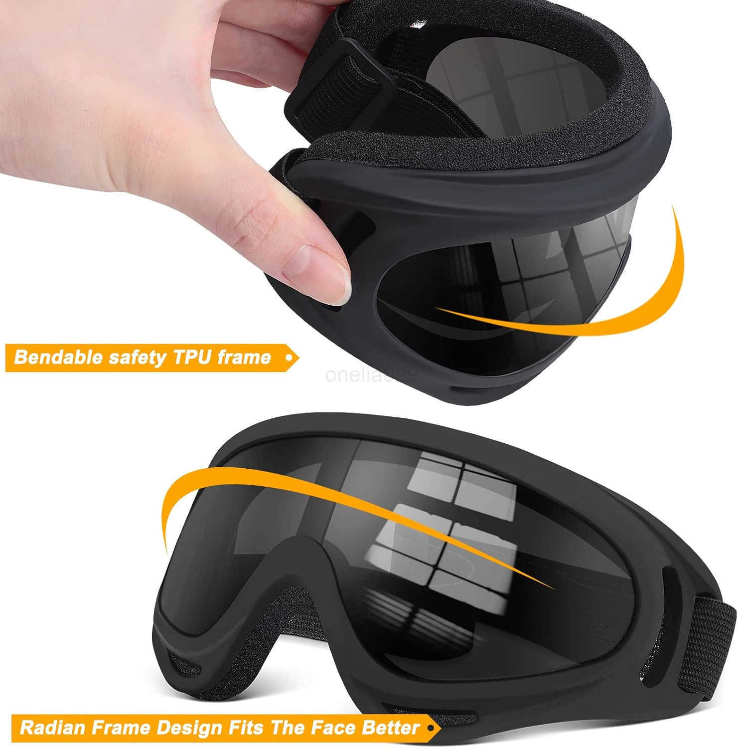 2 Pairs Motorcycle Goggles Fit Helmet ATV Ski Goggles AntiUV Dustproof Windproof Dirt Bike Goggles for Youth Men Women W250918