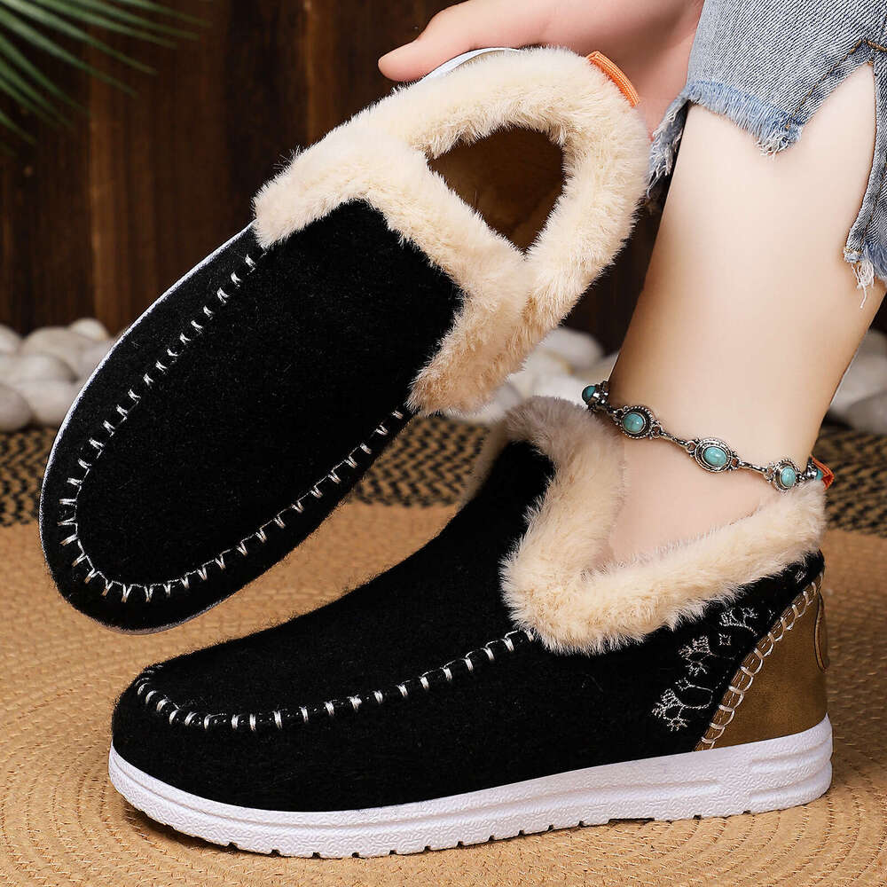 Winter with Fleece Lining, Thickened Cotton Shoes for Women, Cold-Proof Free shipping new and Warm Snow Boots, Slip-On Fashion Short Boots
