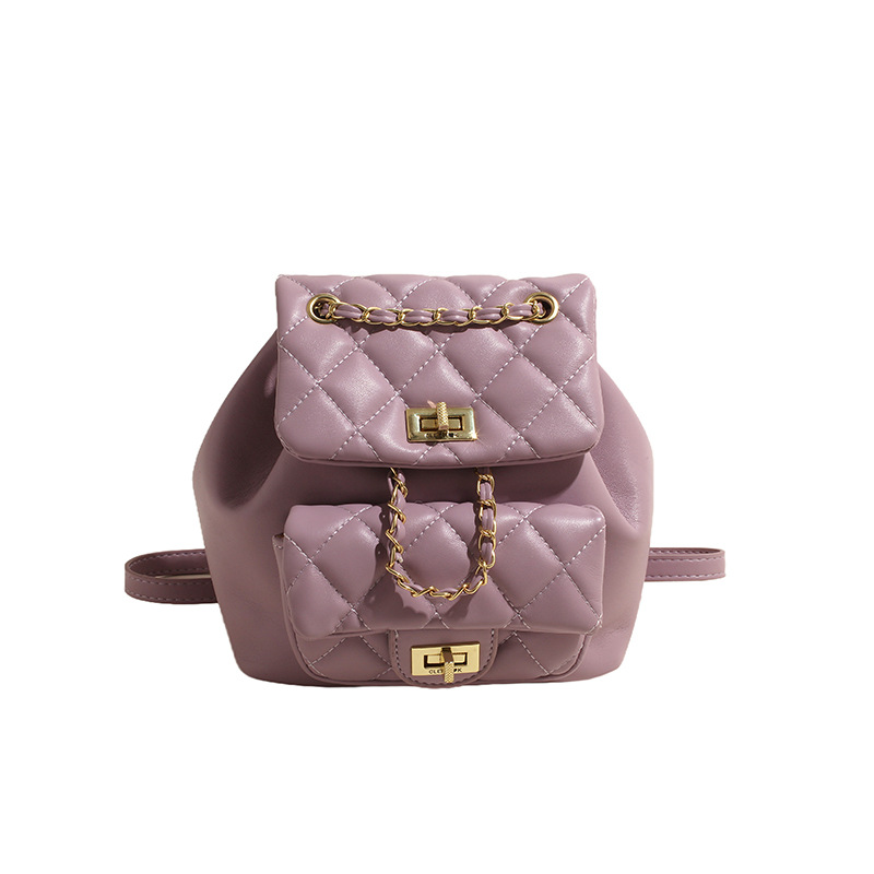 Designer bag hot free shipping Fashionable diamond patterned backpack new product classic casual vintage backpack white black Purple