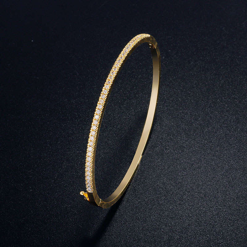 RAKOL New Platinum Plated with AAA Zircon Simple Open Bracelet for Women ddmypluto