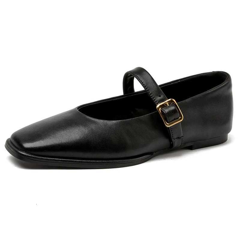 AIYUQI Mary Jane Shoes Female Genuine Leather 2025 New Snap Ballet Shoes Women Square Toe Flat Cowhide Ladies Shoes W250918