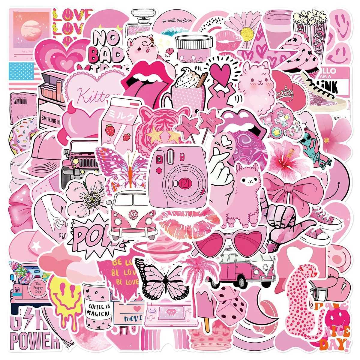 50100PCS Pink VSCO Cute Girl Stickers Aesthetic Skateboard Laptop Guitar Graffiti Luggage Sticker Waterproof Decal Toys C250918