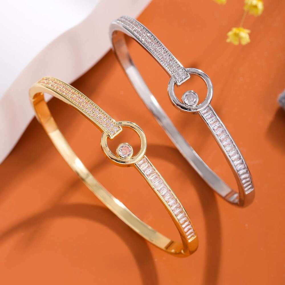 New Hot-Selling Concentric Circle Copper Inlaid Zircon Simple Style Fashionable Personality Elegant High-End Bracelet ddmypluto