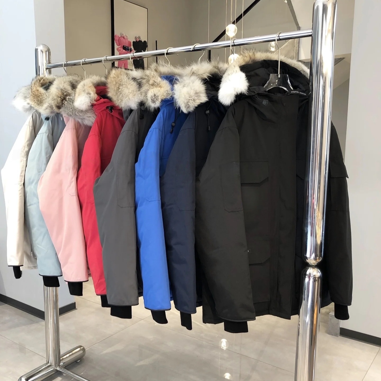 designer mens winter jacket puffer jacket parka down jacket homme warm outerwear wolf hooded fur manteau jacket coat hiver doudoune red label jacket EU size M-4XL