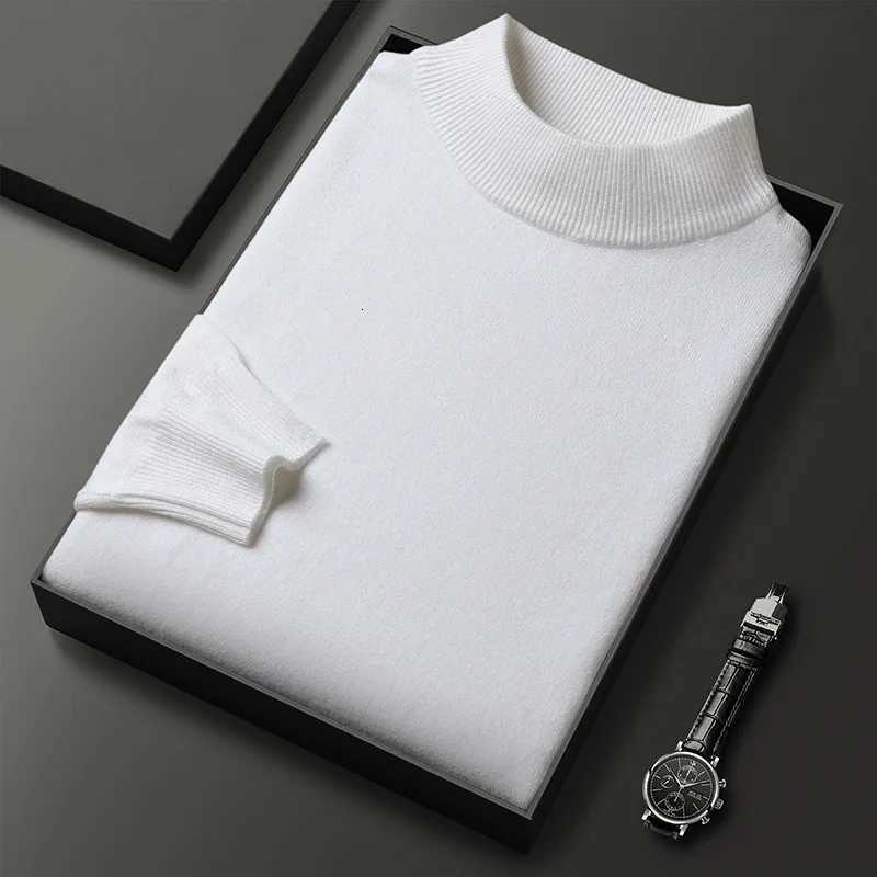 Half turtleneck mens sweater knitted bottoming shirt autumn and winter Slim solid color pullover sweater multicolorZ250918