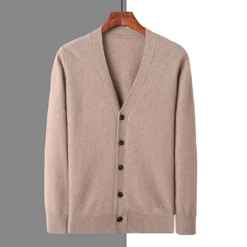 Hot selling new product 100 pure mink cashmere mens cardigan sweater casual simple knit cardigan long sleeved jacket mensZ250918