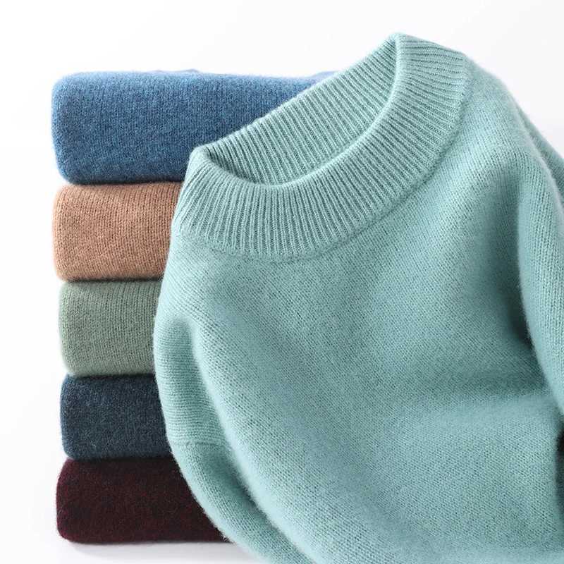 Mens semiturtleneck clothing 100 wool sweater Men 2024autumn winter super thick warm knit sweater cold necessary pullover topZ250918
