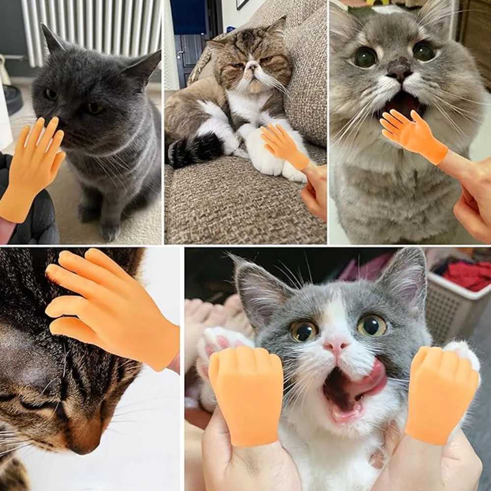 Cat fun toy Small gloves Cat finger Sleeve mini hand model silicone small gloves Cat massage tools Pet cat toy Halloween gift X250918