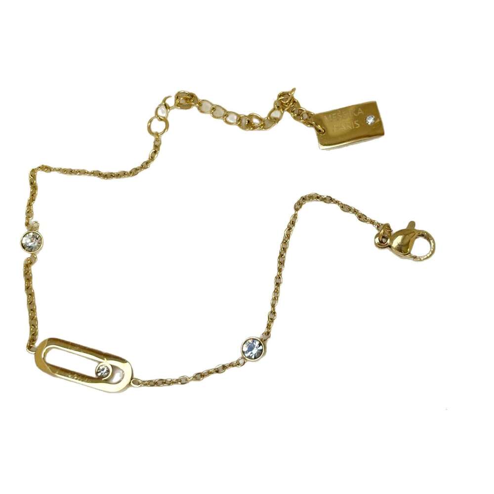 Stainless Steel Gold Vintage Four-Leaf Clover Horseshoe Messi Card Point Dia Bracelet Small Exquisite Wristband Anti- ddmypluto