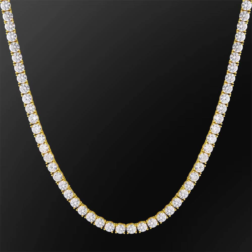 KRKC Hip Hop Jewelry Iceout Diamond Tennis Bracelet Tennis Necklace White Gold for Men and Women Fashion Jewelry